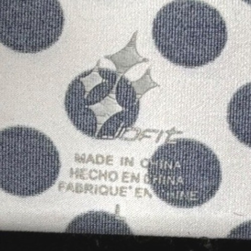 Jofit Polka Dot Performance Top L White Navy Blue Athletic Sport Short Sleeve - Picture 2 of 8